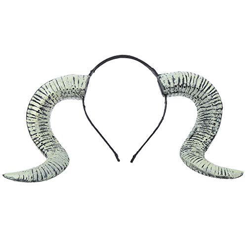 Deosdum Halloween Horn Stirnband Gothic Widder Hörner Stirnband Lustiges Kostüm Maskerade Party Foto Requisiten (Silber) von Deosdum