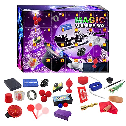 Deosdum Zaubertricks Set 24 Tage Weihnachten Adventskalender Box Zaubertricks Requisiten für Kinder Zauberspielzeug für Kinder Jungen Mädchen(#A) von Deosdum