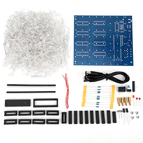 Icubesmart 3D-LED-Würfel-Set, LED-Licht, DIY-Kit, 3D-Leiterplatte, stabiler gedruckter Parameter für 8 x 8 x 8 cm Würfel, 17 x 16 x 3 cm von Deosdum