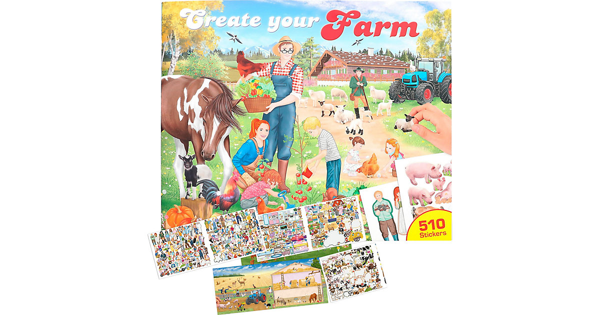 Buch - Create your Farm - Malbuch mit Stickern von Depesche