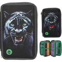 DEPESCHE 0013709 Adventure World 3 Fach Federtasche LED PANTHER von Depesche