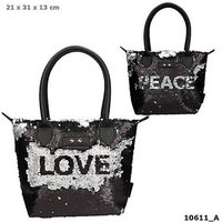 DEPESCHE 10611 Trend LOVE Handtasche Streichpaillette schwarz Love & Peace von Depesche