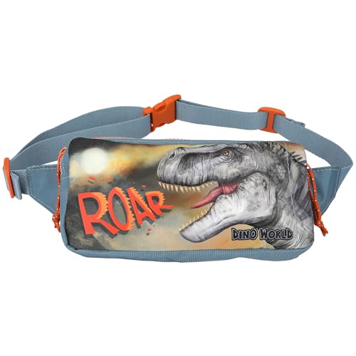 Depesche 11775 Dino World Roar - Crossbag mit Dino-Motiv, Rauchblaue Umhängetasche mit längenverstellbarem Tragegurt von Depesche