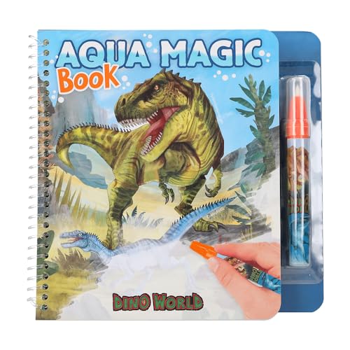 Depesche 12798 Dino World - Aqua Magic Malbuch mit versteckten Dinosaurier-Motiven, Kreativbuch mit 5 wiederbemalbaren Seiten und einem Wasserstift von Depesche