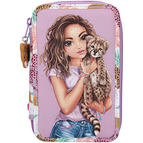 Depesche 10761 TOPModel Urban Jungle - Gefüllte 3-fach Federtasche im Dschungel-Design mit TOPModel-Aufdruck und Leo-Anhänger, Schüler-Etui in Flieder mit Buntstiften, Lineal, Schere uvm. Depesche 10761 TOPModel Urban Jungle - Gefüllte 3-fach Federtasche im Dschungel-Design mit TOPModel-Aufdruck und Leo-Anhänger, Schüler-Etui in Flieder mit Buntstiften, Lineal, Schere uvm. von Depesche