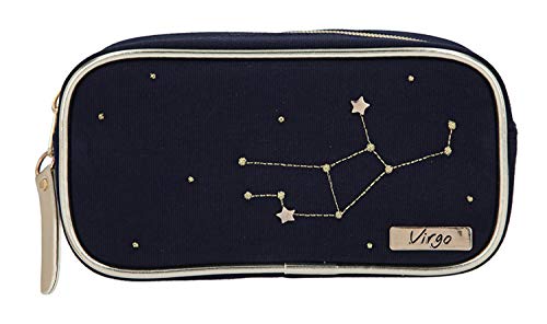 Depesche 10861-030 TOPModel - Kosmetiktasche, dunkelblau mit dem Sternbild Virgo (Jungfrau) verziert, ca. 19 x 10 x 5,5 cm groß, zum Verstauen von Schmink- und Kosmetikartikeln von Depesche