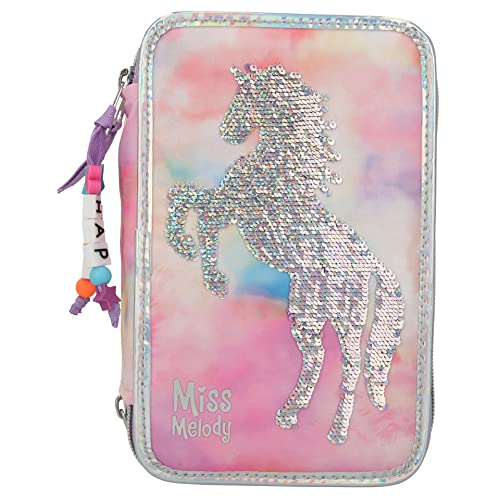 Depesche 11074 Miss Melody - Gefüllte 3-fach Federtasche mit Pferde-Motiv aus Streich-Pailletten, rosa Federmappe ca. 7,5 x 13 x 20 cm groß, mit Filz- und Buntstiften, Lineal, Schere, Kleber, uvm. Depesche 11074 Miss Melody - Gefüllte 3-fach Federtasche mit Pferde-Motiv aus Streich-Pailletten, rosa Federmappe ca. 7,5 x 13 x 20 cm groß, mit Filz- und Buntstiften, Lineal, Schere, Kleber, uvm. von Depesche