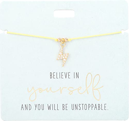 Depesche 11837-006 - Armband in Gelb Believe in Yourself and You Will be Unstoppable. mit goldenem Charm und Deko-Perle, variabel in der Länge tragbar, ideal als Geschenkidee von Depesche
