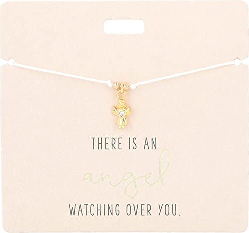 Depesche 11837-007 - Armband in Weiß There is an Angle Watching Over You. mit goldenem Charm und Deko-Perle, variabel in der Länge tragbar, ideal als Geschenkidee von Depesche