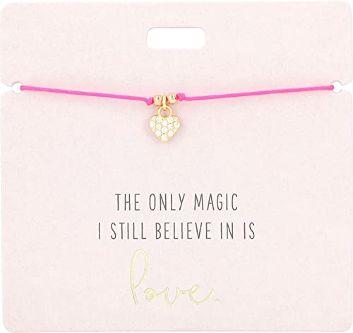 Depesche 11837-009 - Armband in Pink The only Magic I still Believe in is Love. mit goldenem Charm und Deko-Perle, variabel in der Länge tragbar, ideal als Geschenkidee von Depesche