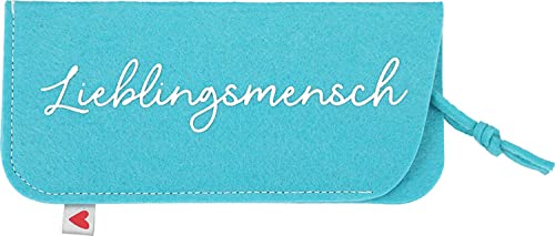 Depesche 11838-041 - Brillenetui aus Filz, in Hellblau und mit der Aufschrift ,,Lieblingsmensch´´ von Depesche