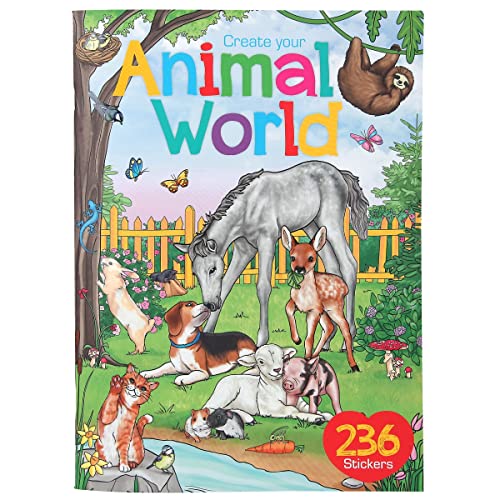 Depesche 11943 Create your Animal World - Mal-und Stickerbuch mit 24 schönen Motiven aus der Tierwelt zum Gestalten und Bekleben, inkl. 2 Stickerbogen mit zahlreichen Tierstickern von Depesche
