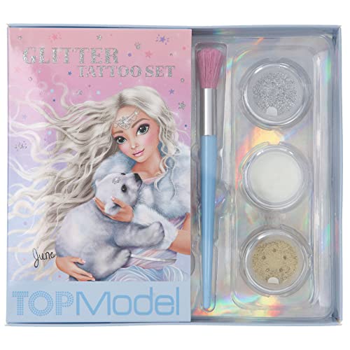 Depesche 12043 TOPModel Iceworld - Glitzer Tattoo Set für Kinder mit 43 Klebetattoos, 1 Pinsel und 3 Glitzer-Puder in Silber, Weiß und Gold Depesche 12043 TOPModel Iceworld - Glitzer Tattoo Set für Kinder mit 43 Klebetattoos, 1 Pinsel und 3 Glitzer-Puder in Silber, Weiß und Gold von Depesche