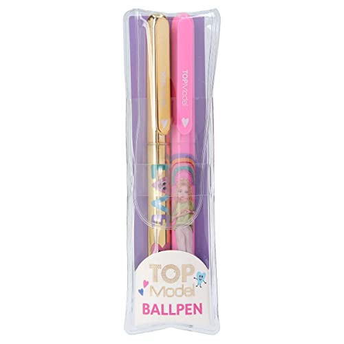 Depesche 12087 TOPModel SelfLove - Kugelschreiber Set mit 2 Stiften in Gold und Pink, verpackt in transparentem Täschchen von Depesche