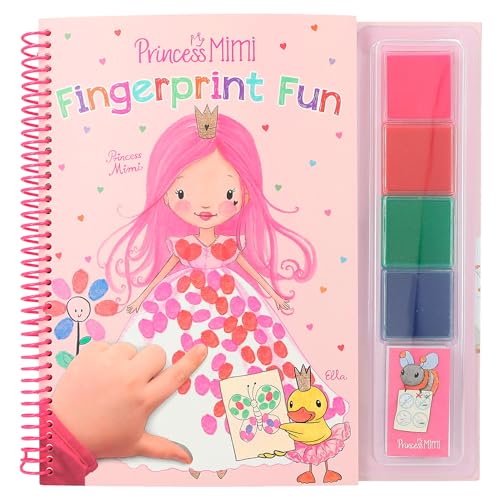 Depesche 12105 Princess Mimi - Fingerprint Fun, Malbuch mit 4 Stempelkissen, zum Ausmalen mit den Fingern von Depesche