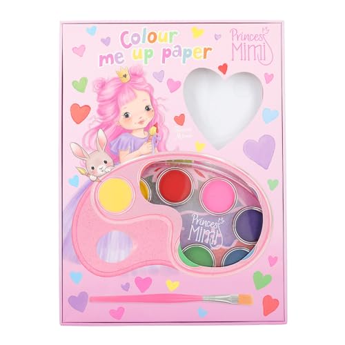 Depesche 12126 Princess Mimi - Colour me up Paper, Aquarellpapier mit 10 Motiven zum Ausmalen, inkl. Pinsel und Wasserfarben von Depesche
