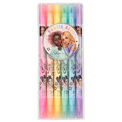 Depesche 12188 TOPModel - Stifte Set für Kinder, mit 6 Filzstiften in Pastellfarben, Doppelfaserstifte im Etui mit Pinsel- und Finelinerspitze Depesche 12188 TOPModel - Stifte Set für Kinder, mit 6 Filzstiften in Pastellfarben, Doppelfaserstifte im Etui mit Pinsel- und Finelinerspitze von Depesche