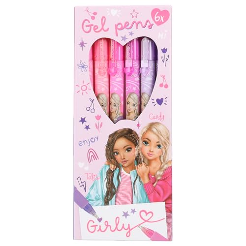 Depesche 12191 TOPModel - Girly Gelstifte Set in Pink und Lila, mit 6 Stiften in Glitzerfarben zum Schreiben und Verzieren von Depesche