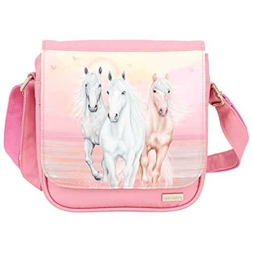 Depesche 12242 Miss Melody Sundown - Umhängetasche in Rosa mit goldenen Applikationen, kleine Tasche mit Reißverschluss und längenverstellbarem Tragegurt von Depesche