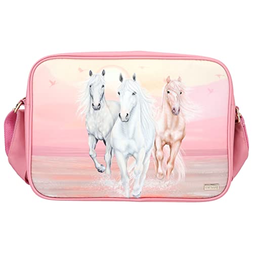 Depesche 12244 Miss Melody Sundown - Umhängetasche in Rosa mit goldenen Applikationen, Tasche mit Reißverschluss und längenverstellbarem Tragegurt von Depesche