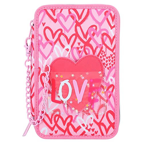 Depesche 12258 TOPModel One Love - Gefüllte 3-Fach Federtasche mit Herzen in Rot und Rosa, Federmäppchen mit Buntstiften, Lineal, Schere UVM. Depesche 12258 TOPModel One Love - Gefüllte 3-Fach Federtasche mit Herzen in Rot und Rosa, Federmäppchen mit Buntstiften, Lineal, Schere UVM. von Depesche