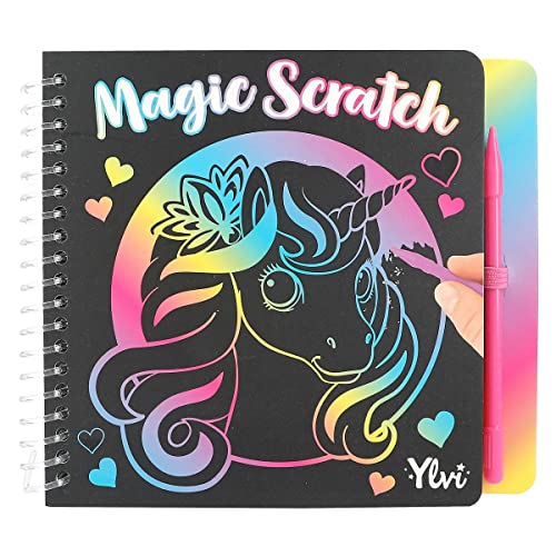 Depesche 12426 Ylvi-Magic Scratch Book mit 20 fantastischen Motivseiten, Booklet mit Farbverlauf und Kratzstift von Depesche