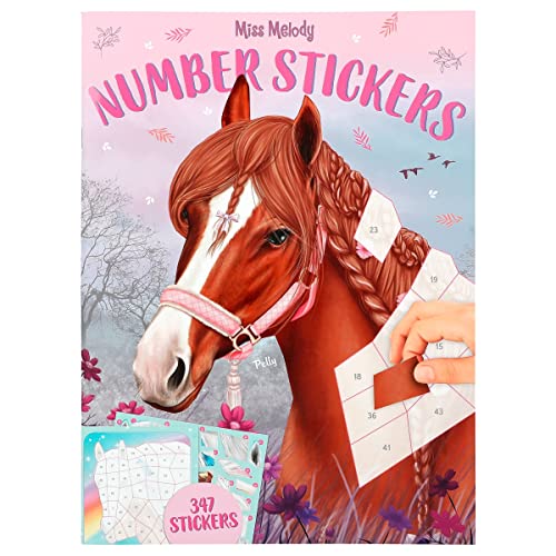 Depesche 12486 Miss Melody Number Sticker - Stickerbuch mit 16 Seiten zum Gestalten von Pferde-Motiven nach Zahlen, inklusive 8 Stickerbogen von Depesche