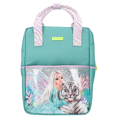 Depesche 12497 TOPModel Fantasy Tiger - Rucksack in Petrol und Lavendel mit Model-Motiv, Tasche mit verstellbarem Schultergurten von Depesche