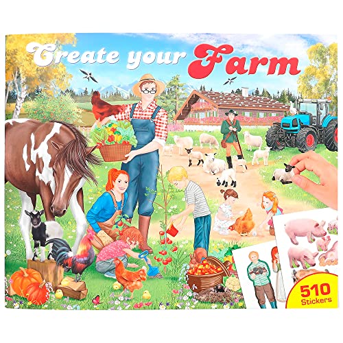 Depesche 12503 Create your Farm - Mal- und Stickerbuch mit 24 Seiten zum Gestalten schöner Tier-Welten, Malheft mit 3 Stickerbogen von Depesche