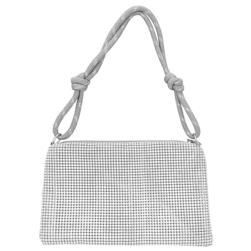 Depesche 12523 TOPModel Glitter Queen - Kleine Handtasche in Silber, Täschchen mit Glitzersteinchen und kurzem Tragegriff von Depesche