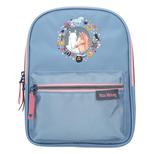 Depesche 12536 Miss Melody Little Farm - Rucksack für Kinder in Blau mit Pferdemotiv, Tasche mit verstellbaren Trägern von Depesche