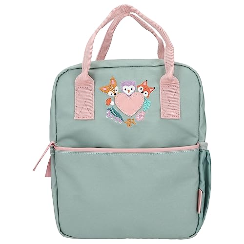 Depesche 12571 Princess Mimi Wild Forest - Rucksack in Grün und Rosa mit Waldtieren, Täschchen mit Reißverschluss von Depesche