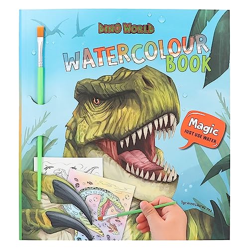 Depesche 12578 Dino World - Watercolour Book, Malbuch inkl. Pinsel und 15 Pferde-Motiven zum Bemalen mit Wasser von Depesche