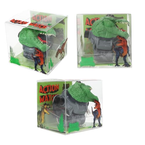 Depesche 12637 Dino World - Armbanduhr mit Projektor für Kinder, in Grau mit T-Rex Motiv und Muster, digitale Uhr mit Datums-Anzeige, inklusive Batterie von Depesche