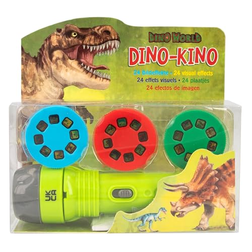 Depesche 12638 Dino World - Taschenlampe mit 24 Bildeffekten, handliche Lampe, die Dinosaurier-Bilder projizieren kann, batteriebetrieben von Depesche