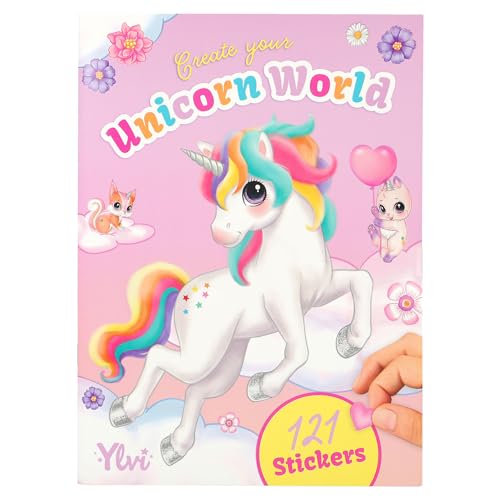Depesche 12703 Ylvi Create your Unicorn World - Stickerbuch mit 20 bunten Hintergrundseiten zum Selbstgestalten, inkl. 6 Stickerbogen von Depesche