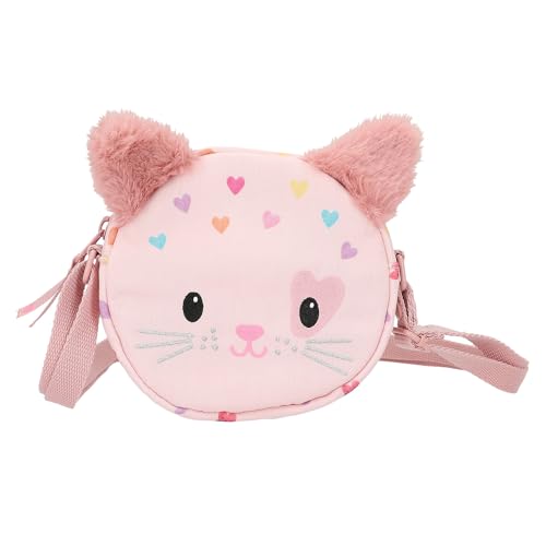 Depesche 12805 Princess Mimi Kitty Love - Umhängetasche in Rosa mit Katzen-Gesicht und Ohren, Tasche mit verstellbarem Tragegurt von Depesche