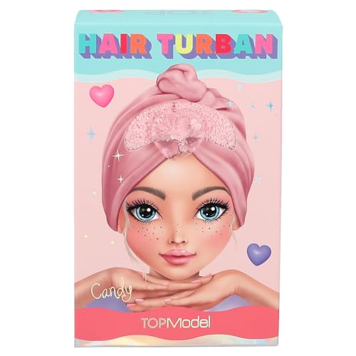 Depesche 12831 TOPModel Beauty and Me - Haarturban in Rosa, mit einem Herz-Knopf zum Befestigen des Tuchs, ohne Verrutschen von Depesche