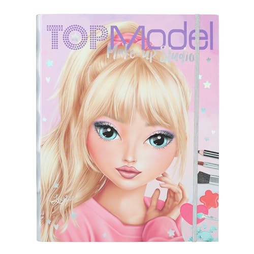 Depesche 12876 TOPModel Make Up Studio - Kreativmappe zum Gestalten schöner Makeup-Looks, inkl. Ausmalblock, Schmink-Palette und 4 Pinseln von Depesche
