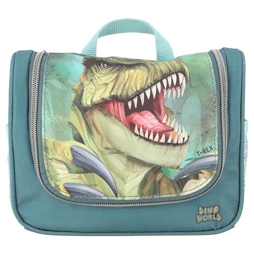 Depesche 12918 Dino World Danger Kulturtasche - Waschtasche in Grün, mit Trex Motiv und Dino Muster, Kulturbeutel mit Reißverschluss und Aufhänger Depesche 12918 Dino World Danger Kulturtasche - Waschtasche in Grün, mit Trex Motiv und Dino Muster, Kulturbeutel mit Reißverschluss und Aufhänger von Depesche