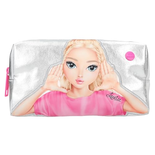 Depesche 12937 TOPModel - Kosmetiktasche Beauty and Me, in Silber, mit Glanz-Effekt und Model Motiv, Waschtasche mit Reißverschluss und weichen Herzen Depesche 12937 TOPModel - Kosmetiktasche Beauty and Me, in Silber, mit Glanz-Effekt und Model Motiv, Waschtasche mit Reißverschluss und weichen Herzen von Depesche