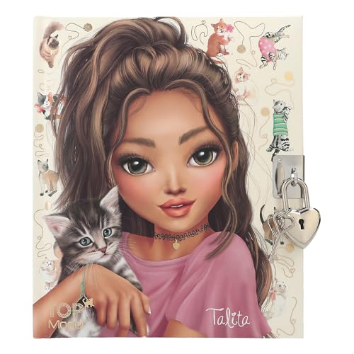 Depesche 12957 TOPModel Kitty and Doggy - Tagebuch in Beige, mit Model und Katzen-Motiv, Buch mit 192 linierten Seiten und Schloss von Depesche
