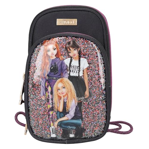 Depesche 13022 TOPModel Rebel Kitty - Handytasche zum Umhängen in Schwarz und Lila, mit Model-Motiv, Katzen und Glitzer, Smartphonetasche mit Reißverschluss Depesche 13022 TOPModel Rebel Kitty - Handytasche zum Umhängen in Schwarz und Lila, mit Model-Motiv, Katzen und Glitzer, Smartphonetasche mit Reißverschluss von Depesche