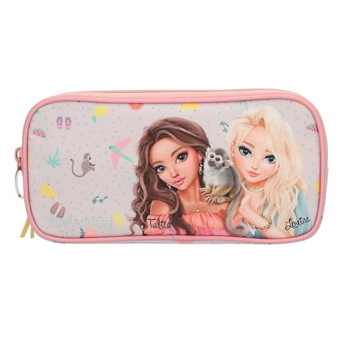 Depesche 13325 TOPModel Juicy - Schlampertasche in Creme und Rosa, mit Model Motiv, Äffchen und buntem Muster, Federtasche mit Netzfach Depesche 13325 TOPModel Juicy - Schlampertasche in Creme und Rosa, mit Model Motiv, Äffchen und buntem Muster, Federtasche mit Netzfach von Depesche