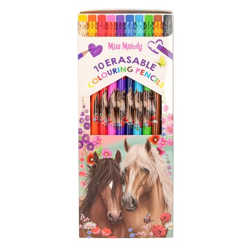 Depesche 13369 Miss Melody - Buntstifte Set mit 10 Farben im Etui, inkl. Radierer-Topper auf jedem Stift, zum Ausmalen in der Schule und Freizeit Depesche 13369 Miss Melody - Buntstifte Set mit 10 Farben im Etui, inkl. Radierer-Topper auf jedem Stift, zum Ausmalen in der Schule und Freizeit von Depesche