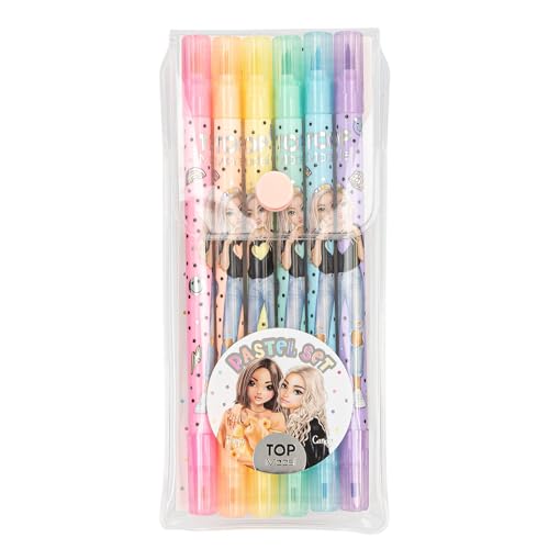 Depesche 13385 TOPModel - Fasermaler Set mit 6 Pastell-Farben im Etui, Doppel-Filzstifte mit je Einer Breiten und Einer dünnen Seite Depesche 13385 TOPModel - Fasermaler Set mit 6 Pastell-Farben im Etui, Doppel-Filzstifte mit je Einer Breiten und Einer dünnen Seite von Depesche