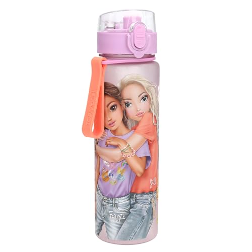 Depesche 13409 TOPModel Girl Power - Semitransparente Trinkflasche, mit Model Aufdruck, lila Flip-Top Deckel und Griff, Fassungsvermögen ca. 550 ml von Depesche