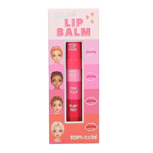 Depesche 13492 TOPModel - Lippenpflege Stift Beauty and Me, Set aus 4 Farben in Rot- und Rosatönen, mit Zuckerwatte Duft von Depesche