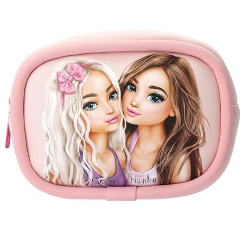 Depesche 13537 TOPModel - Kosmetiktasche Beauty and Me In Rosa, mit Model Motiv, Täschchen aus weichem Neopren-Stoff von Depesche