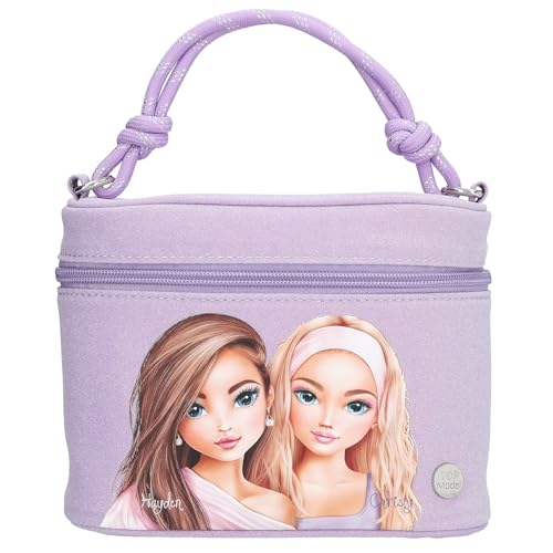 Depesche 13538 TOPModel - Kosmetikköfferchen Beauty and ME, Kosmetiktasche in Rosa, mit Model Motiv und Glitzer, inkl. Spiegel von Depesche